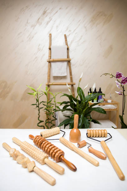 istock Wooden equipment for anti-cellulite maderotherapy massage 1205946586