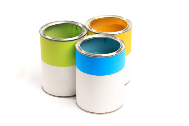 set of Cans with color paint isolated on white background - Image