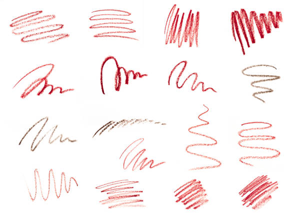 istock Set of lipstick Liner Pencil Squiggles isolated on white background 1205949292