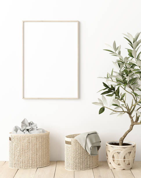 istock Mock up poster in hallway interior, Scandinavian style 1205955795