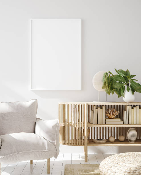 istock Mock up frame in home interior background, Scandinavian style 1205955803