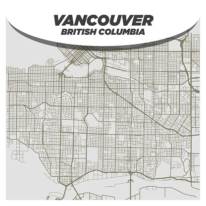 Flat White and Beige City Street Map of Vancouver British Columbia Canada on Modern Creative Background