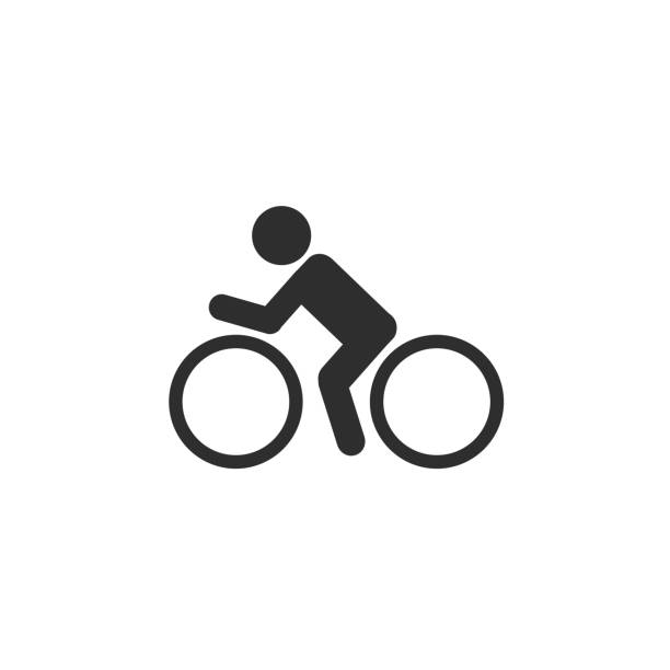 illustrazioni stock, clip art, cartoni animati e icone di tendenza di modello di logo vettoriale dell'icona della bici - treadmill exercise machine isolated exercising