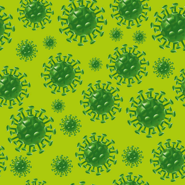 Danger Virus Seamless Background Vector Illustration of a Danger Virus Seamless Background. Coronavirus or other virus disease Background. human cell animal cell healthcare and medicine abstract stock illustrations