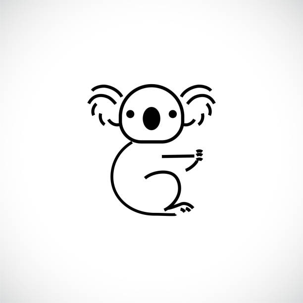 illustrations, cliparts, dessins animés et icônes de icône de logo de contour de koala. animal australien pour le web et le design - koala