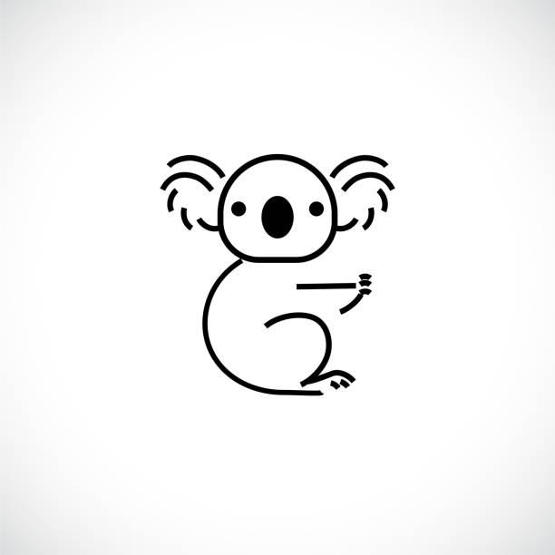 コアラアウトラインロゴアイコン。ウェブとデザインのためのオーストラリアの動物 - koala点のイラスト素材／クリップアート素材／マンガ素材／アイコン素材