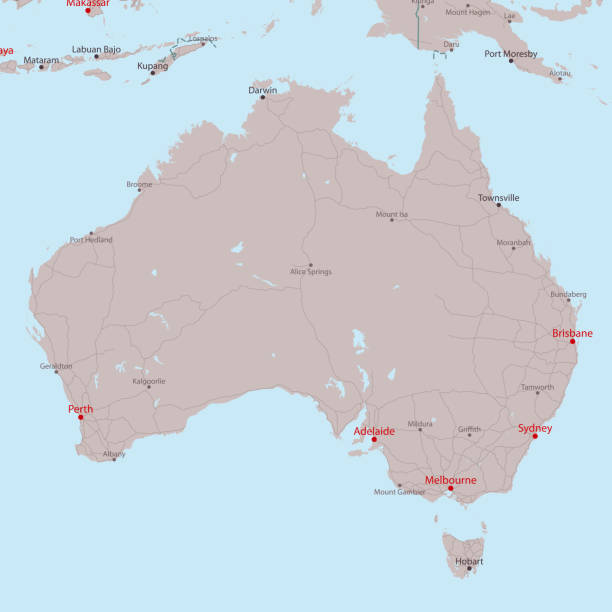 여행 벡터 지도 오스트레일리아 - northern territory illustrations stock illustrations