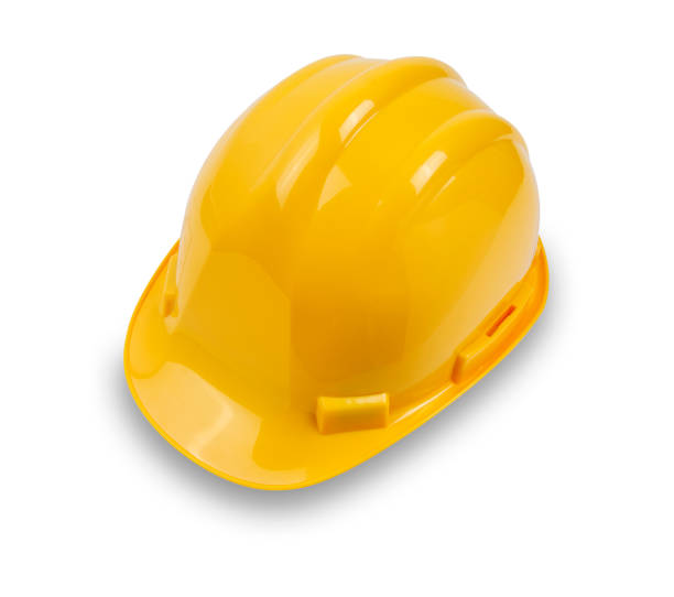 istock Yellow hard hat, isolated on a white background 1205970535