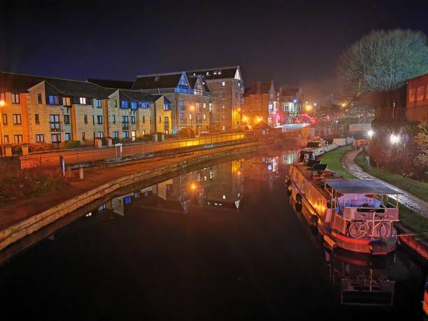 Lancaster canal Lancaster canal at night lancaster lancashire stock pictures, royalty-free photos & images