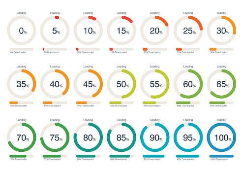 Circle Loading and Progress Bars Collection Set. Vector Illustration