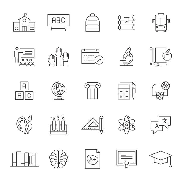 Set of Education Related Line Icons. Editable Stroke. Simple Outline Icons. Set of Education Related Line Icons. Editable Stroke. Simple Outline Icons. elementary school stock illustrations
