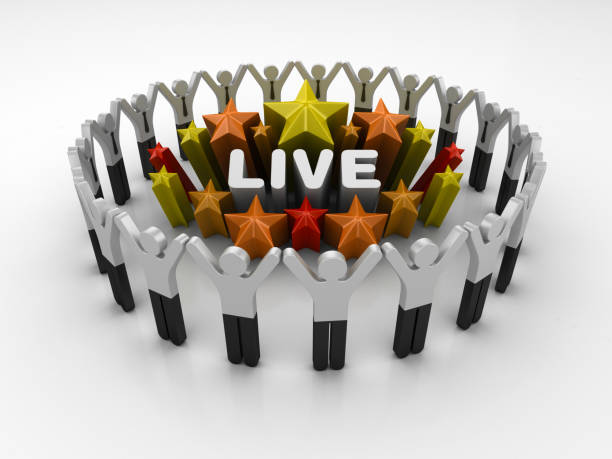 istock Pictogram Teamwork and Colorful Stars with LIVE Word - 3D Rendering 1205975413