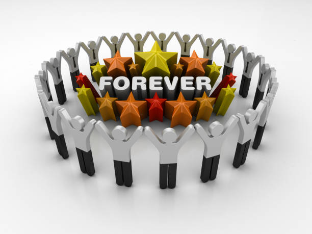 istock Pictogram Teamwork and Colorful Stars with FOREVER Word - 3D Rendering 1205976278