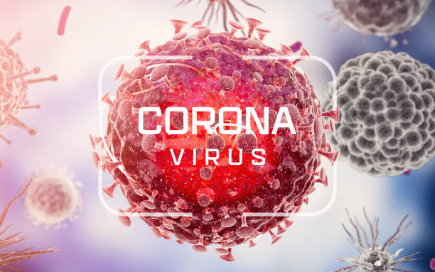 corona-virus. viruszellen oder bakterienmoleküle. grippe, blick auf ein virus unter dem mikroskop, infektionskrankheit. keime, bakterien, zellinfizierte organismen. virus h1n1, schweinegrippe. 3d rendering. - bacterium virus micro organism microscope stock-fotos und bilder