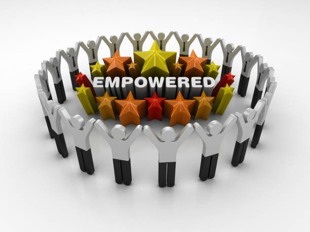 Pictogram Teamwork and Colorful Stars with EMPOWERED Word - 3D Rendering