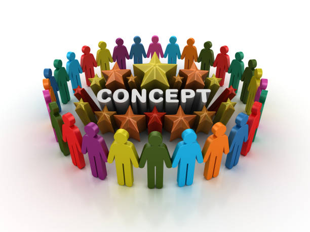 istock Pictogram Teamwork and Colorful Stars with CONCEPT Word - 3D Rendering 1205978834