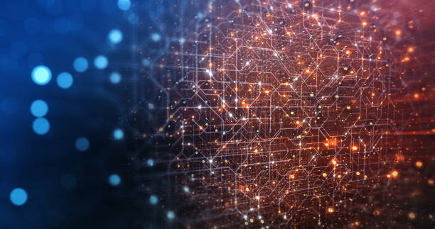 istock Abstract tech background made of printed circuit board. Depth of field effect and bokeh. internet connections, cloud computing and neural network, big data. 3D render 1205983297