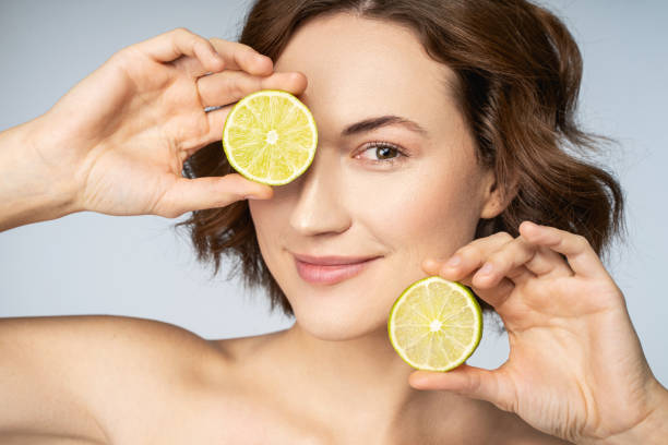 istock Close up of brunette female that looking at camera 1205985142