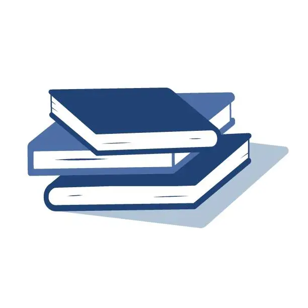 Vector illustration of A stack of three books with shadow isolated on white background. Isometric vector illustration.