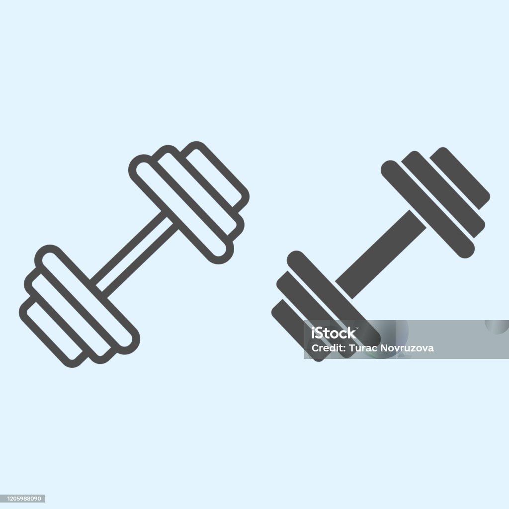 Dumbbells line and solid icon. Heavy weights barbel. Sport vector design concept, outline style pictogram on white background, use for web and app. Eps 10. Dumbbells line and solid icon. Heavy weights barbel. Sport vector design concept, outline style pictogram on white background, use for web and app. Eps 10 Icon stock vector