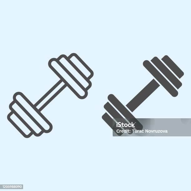 Dumbbells Line And Solid Icon Heavy Weights Barbel Sport Vector Design Concept Outline Style Pictogram On White Background Use For Web And App Eps 10 Stock Illustration - Download Image Now