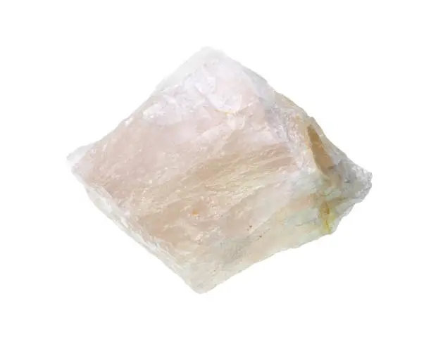 unpolished calcite rock cutout on white background