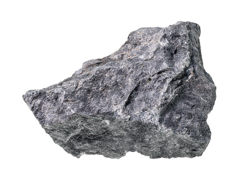 corte de roca Basalt gris sin pulir en blanco photo