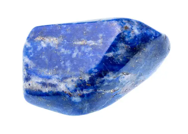 polished lapis lazuli (lazurite) gem stone from Afghanistan cutout on white background