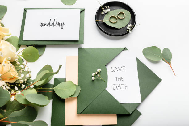 istock Eco paper envelopes with love letters or invitation cards 1205992839