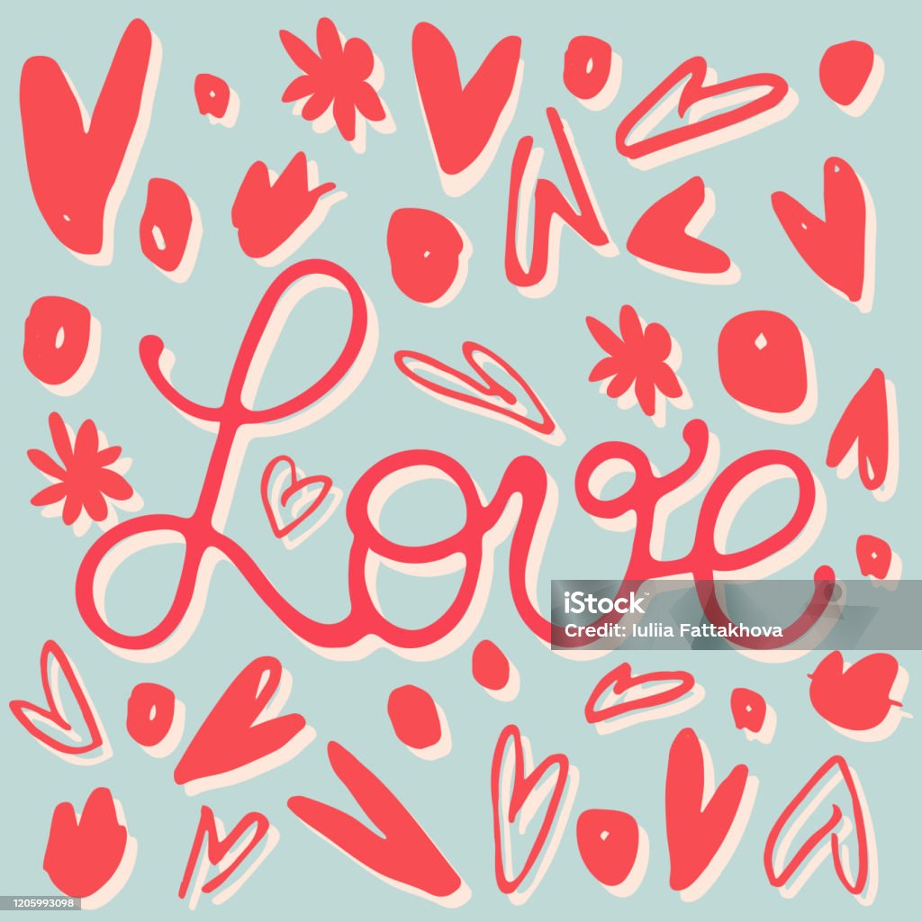 Lovable Text Love Text Romantic Illustration And Typography Elements Stock ...