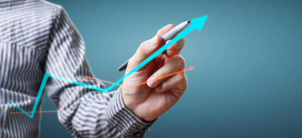 istock Hand drawing  chart, graph stock of growth 1205994181