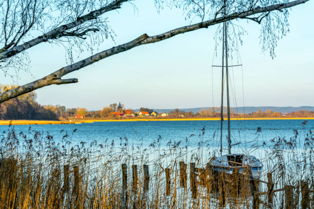 o tranquilo lago weltynskie jezioro perto de gryfino, na polônia - pomerania - fotografias e filmes do acervo