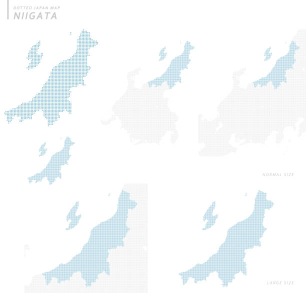 dotted Japan map set, Niigata dotted Japan map set, Niigata Sado stock illustrations