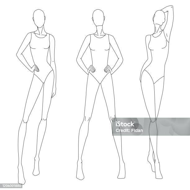 Ilustración de Dibujo Técnico De La Figura De La Mujer Plantilla De Modelo De Chica De Ilustración de Dibujo Técnico De La Figura De La Mujer Plantilla De Modelo De Chica De