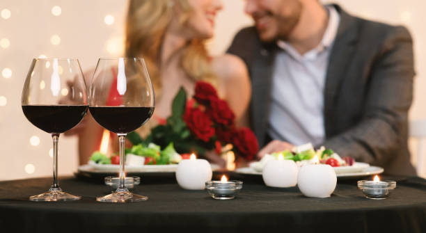 istock Romantic Evening Background. Loving Couple Enjoying Date In Restaurant 1206004765