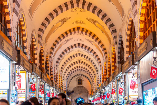 Interior of Spice Bazaar or Egyptian Bazaar, Market  in Turkey Interior of Spice Bazaar or Egyptian Bazaar, Market  in Turkey egyptian ethnicity stock pictures, royalty-free photos & images