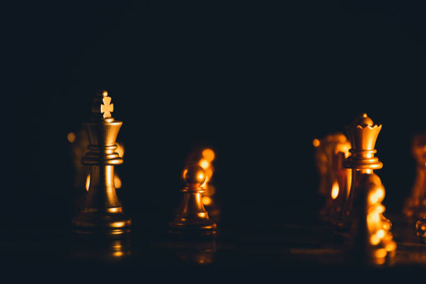 istock Gold queen Chess board game for ideas and competition and strategy,  Strategy Planning and Decision business success concept 1206019069