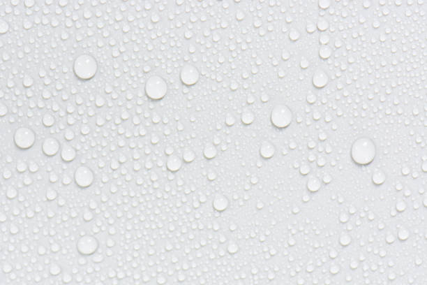 istock Close up water drops on black tone background. Abstract white gray wet texture with bubbles on plastic PVC surface or grunge. Realistic pure water droplets condensed. Detail of canvas leather texture 1206019174