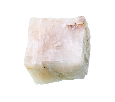 rough calcite rock cutout on white background