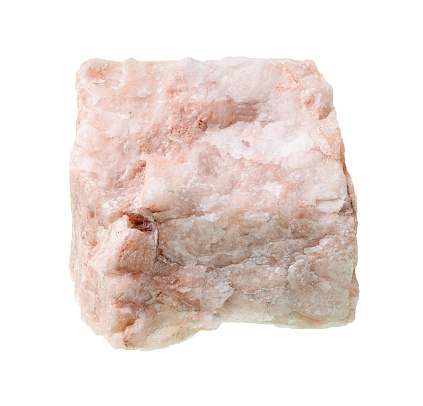 unpolished feldspar rock cutout on white background