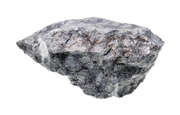 istock rough gray Basalt rock cutout on white 1206021403
