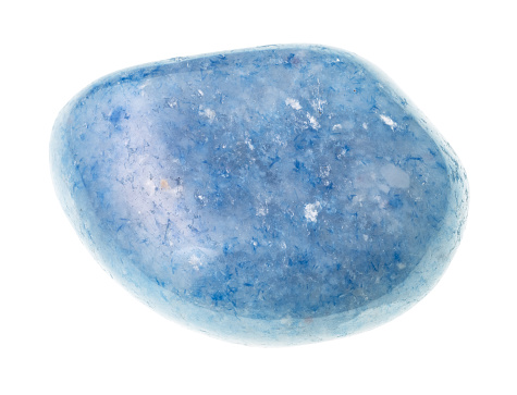 polished blue aventurine gem stone cutout on white background