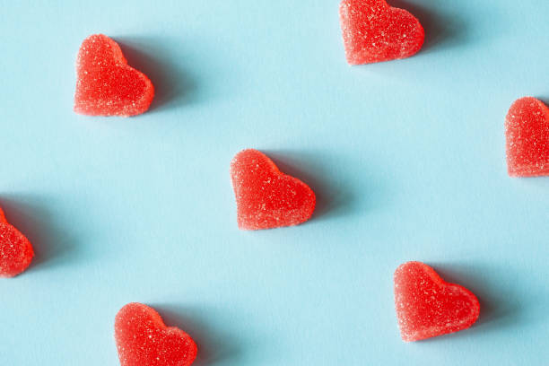 istock Pattern of red marmalade hearts. 1206029660