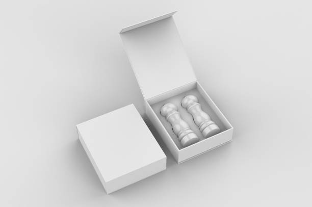 Blank Salt and Pepper Grinder Gift Set Box For Branding, 3d render illustration.