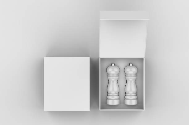 Blank Salt and Pepper Grinder Gift Set Box For Branding, 3d render illustration.