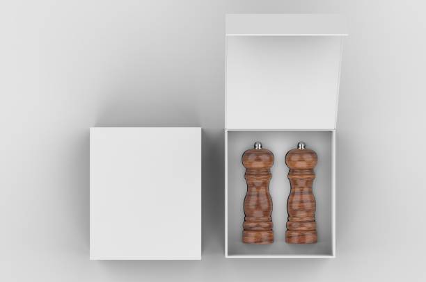 istock Blank Salt and Pepper Grinder Gift Set Box For Branding, 3d render illustration. 1206030588