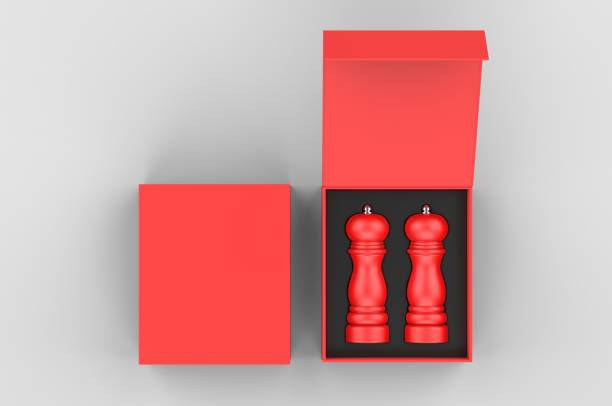 istock Blank Salt and Pepper Grinder Gift Set Box For Branding, 3d render illustration. 1206031112