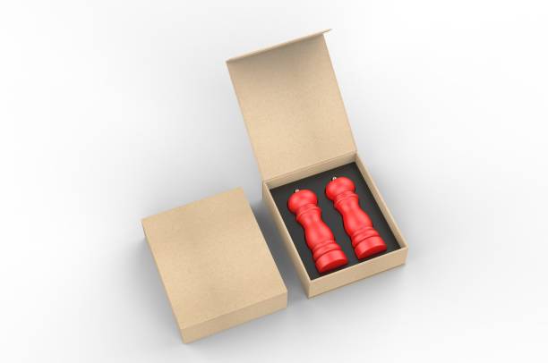 istock Blank Salt and Pepper Grinder Gift Set Box For Branding, 3d render illustration. 1206031151
