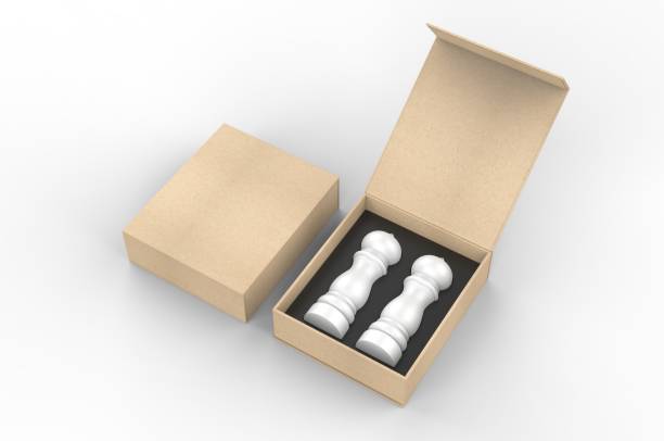istock Blank Salt and Pepper Grinder Gift Set Box For Branding, 3d render illustration. 1206031158
