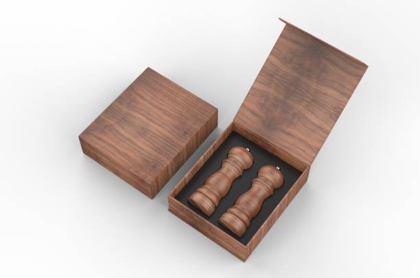 istock Blank Salt and Pepper Grinder Gift Set Box For Branding, 3d render illustration. 1206031360